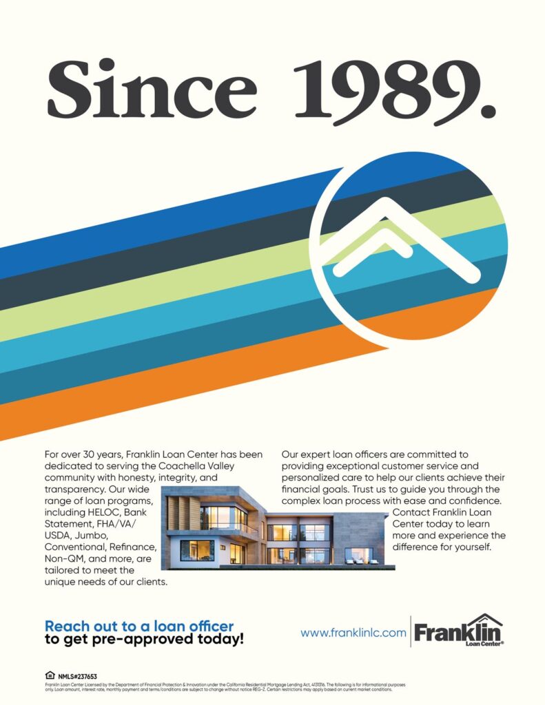Retro-inspired Franklin Loan Center print ad celebrating service since 1989.