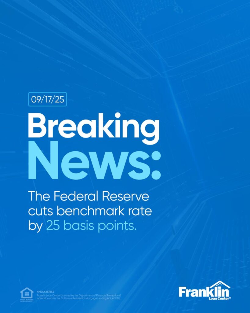Breaking news carousel cover announcing a 25-basis-point Federal Reserve benchmark rate cut.