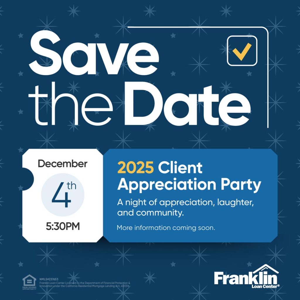 Franklin Loan Center client appreciation party save-the-date graphic