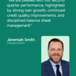First Northern Bank social post featuring CEO Jeremiah Smith and a quote about second-quarter performance.