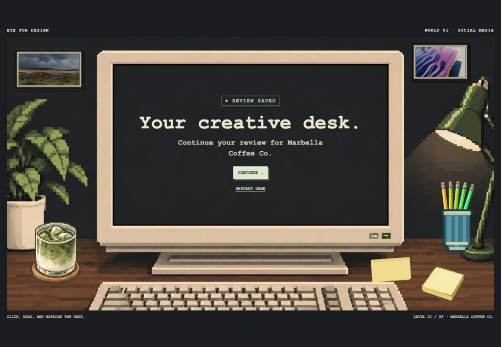 A movable sticky note placed on the Eye for Design desk.